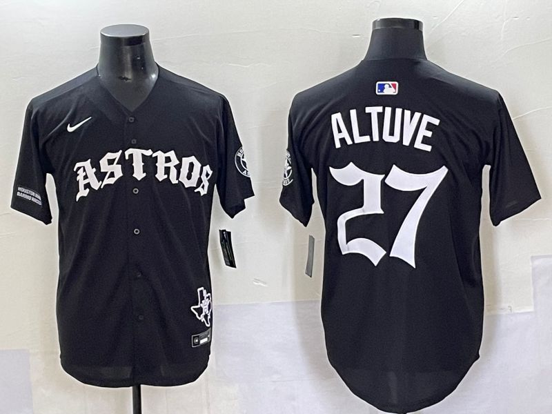 Men 2025 Houston Astros #27 Altuve Black Seven generations Joint Name Nike MLB Jersey style 13